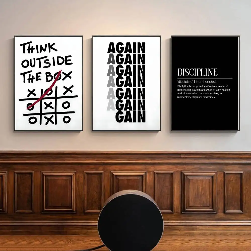 Home Office Room Inspiration - Black White Inspirational Text Wall Art